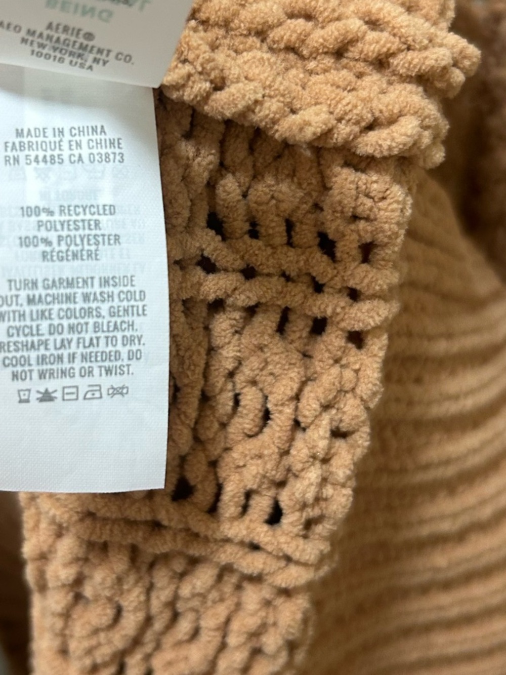 Aerie Cable Car Quarter-Zip Sweater in the color Camel - Picture 9 of 9